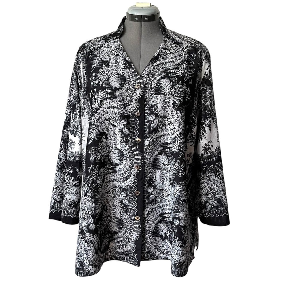 Citron silk blend tunic blouse button front 2X